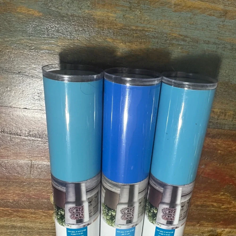 Cricut Premium Vinyl Permanent Glossy 12x48 Blue 3 Roll Set Light & Medium Blue